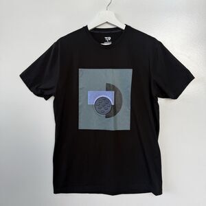 T.R. Premium Men’s T-Shirt Size Large Black 3D Abstract Graphic Cotton